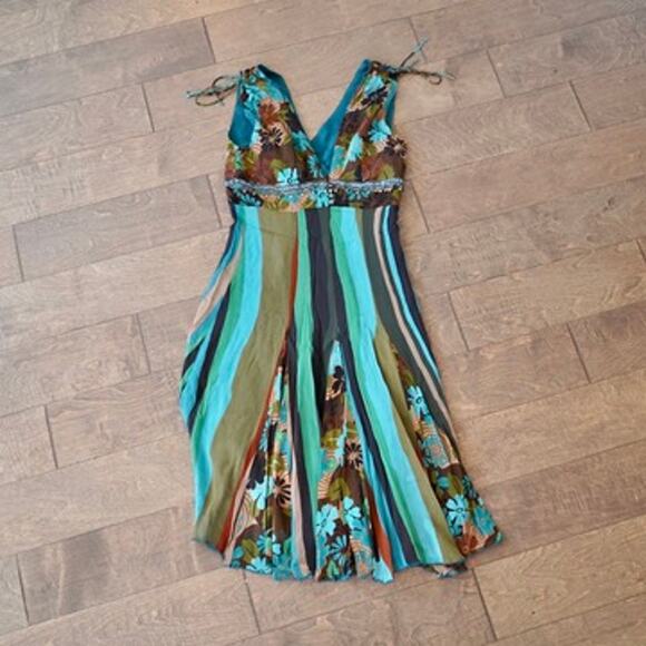 Karen Millen V Neck Sleeveless Floral Dress Multicolor Womens Size 8 - Picture 2 of 10